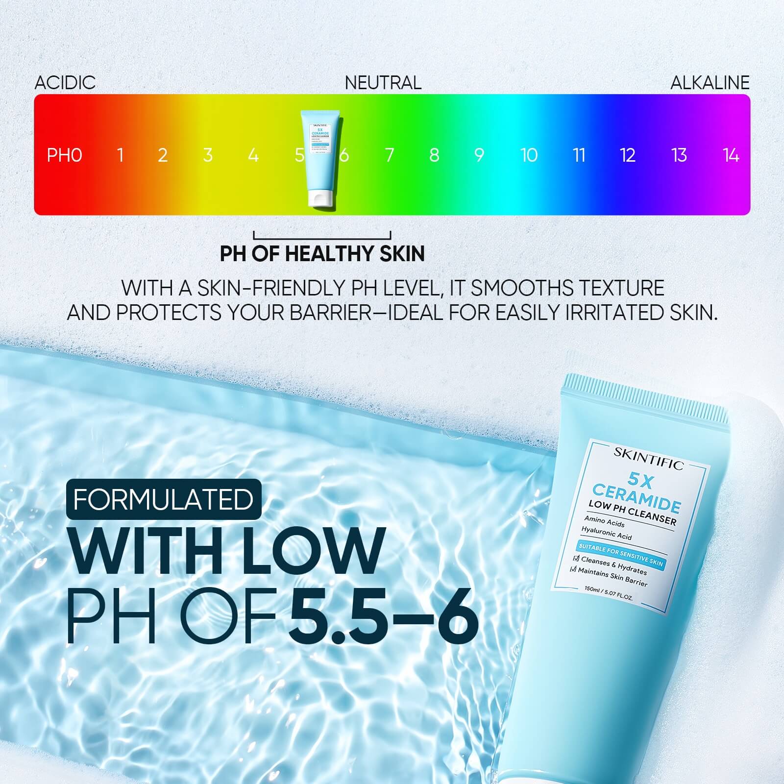 Nettoyant visage 5X aux céramides à pH faible