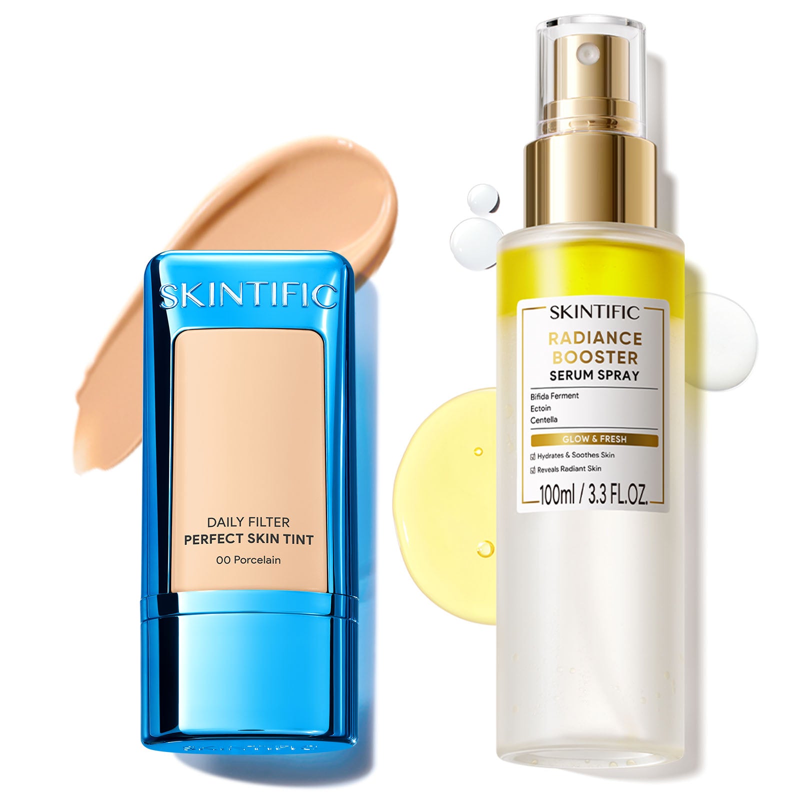 Ensemble Teint de peau hydratant et Fixateur de maquillage éclat