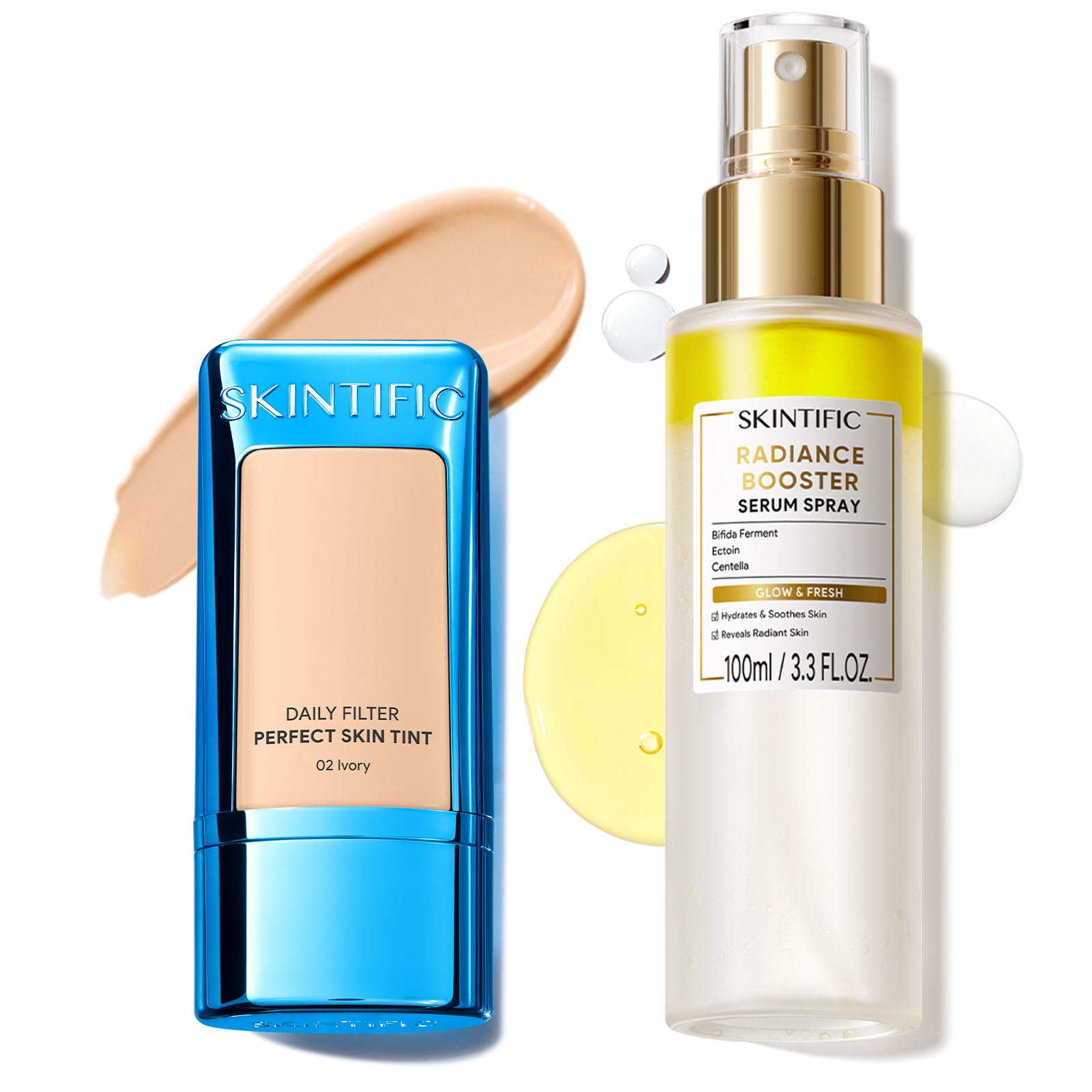 Ensemble Teint de peau hydratant et Fixateur de maquillage éclat