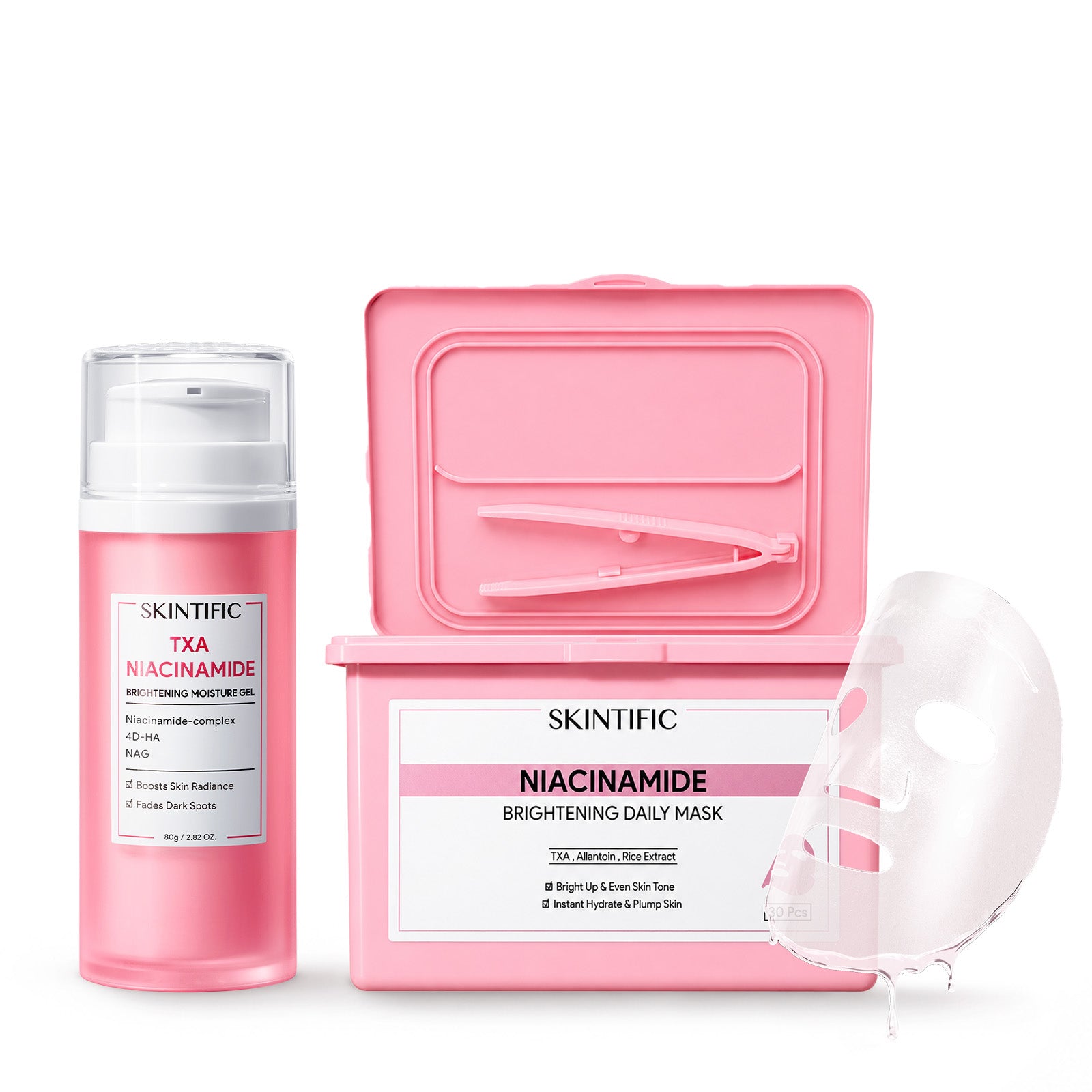 Ensemble de 2 pièces Masque éclaircissant rapide et Gel hydratant à la Niacinamide