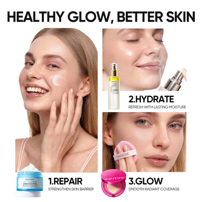 Ensemble de 3 pièces : Gel 5X Céramide, Coussin Teint & Éclat et Spray Sérum