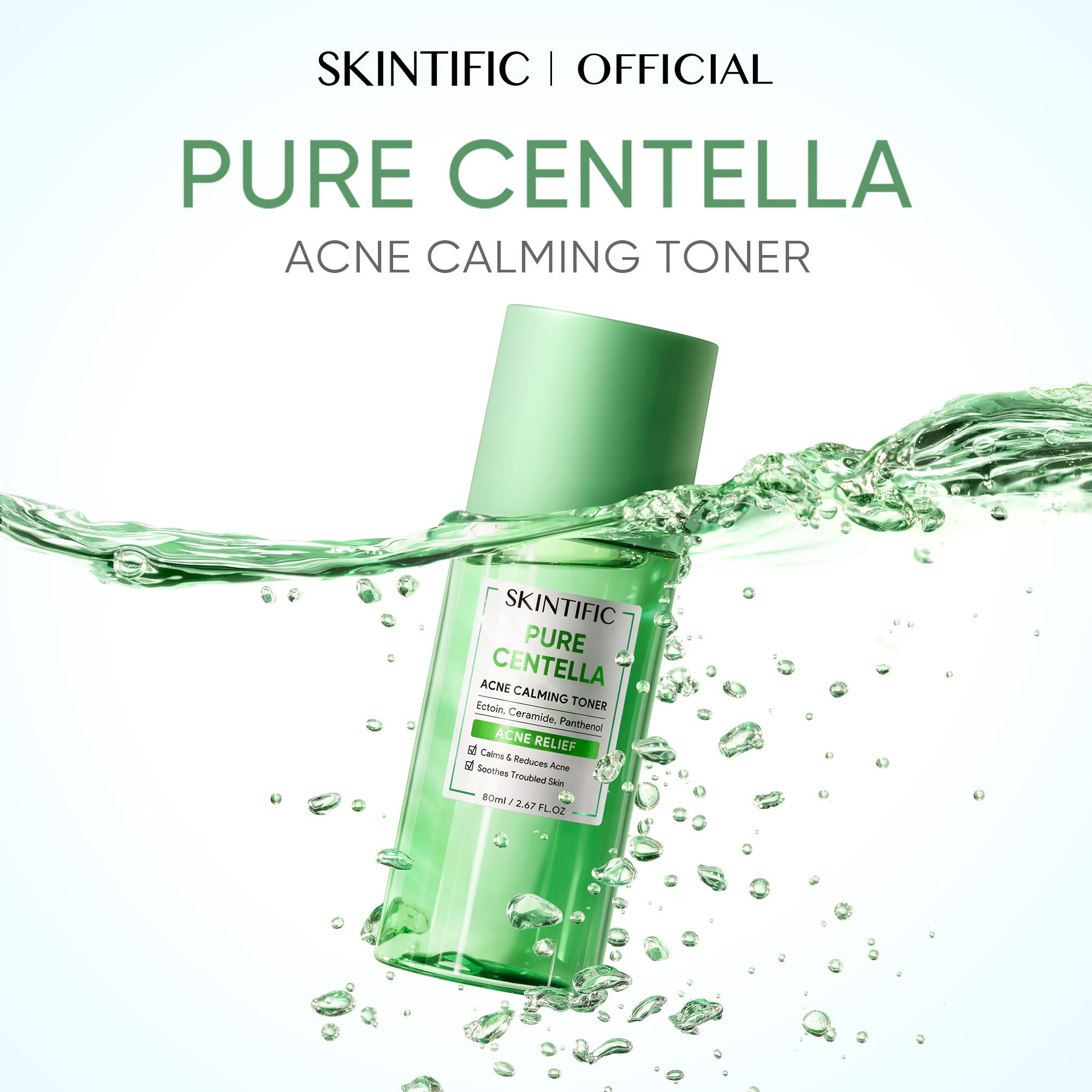 Tonique Apaisant Acné Centella Pure 80ml pour Peaux Sensibles et à Tendance Acnéique