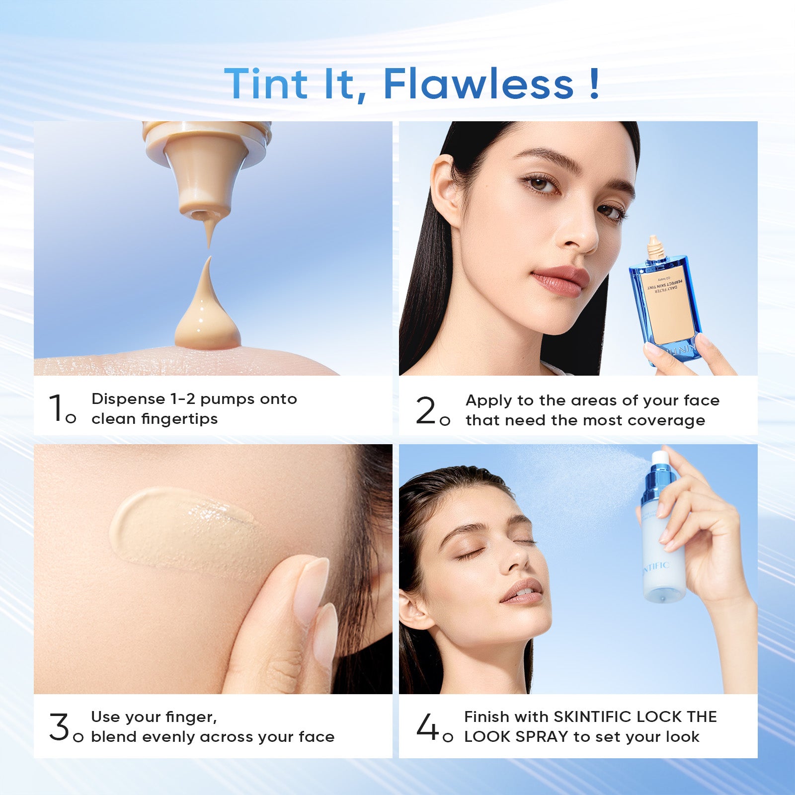 Ensemble Teint de peau hydratant et Fixateur de maquillage éclat