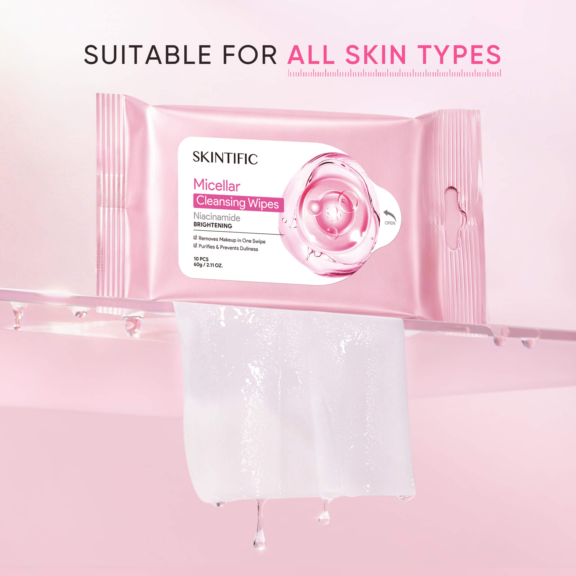 Lingettes nettoyantes éclaircissantes à la niacinamide