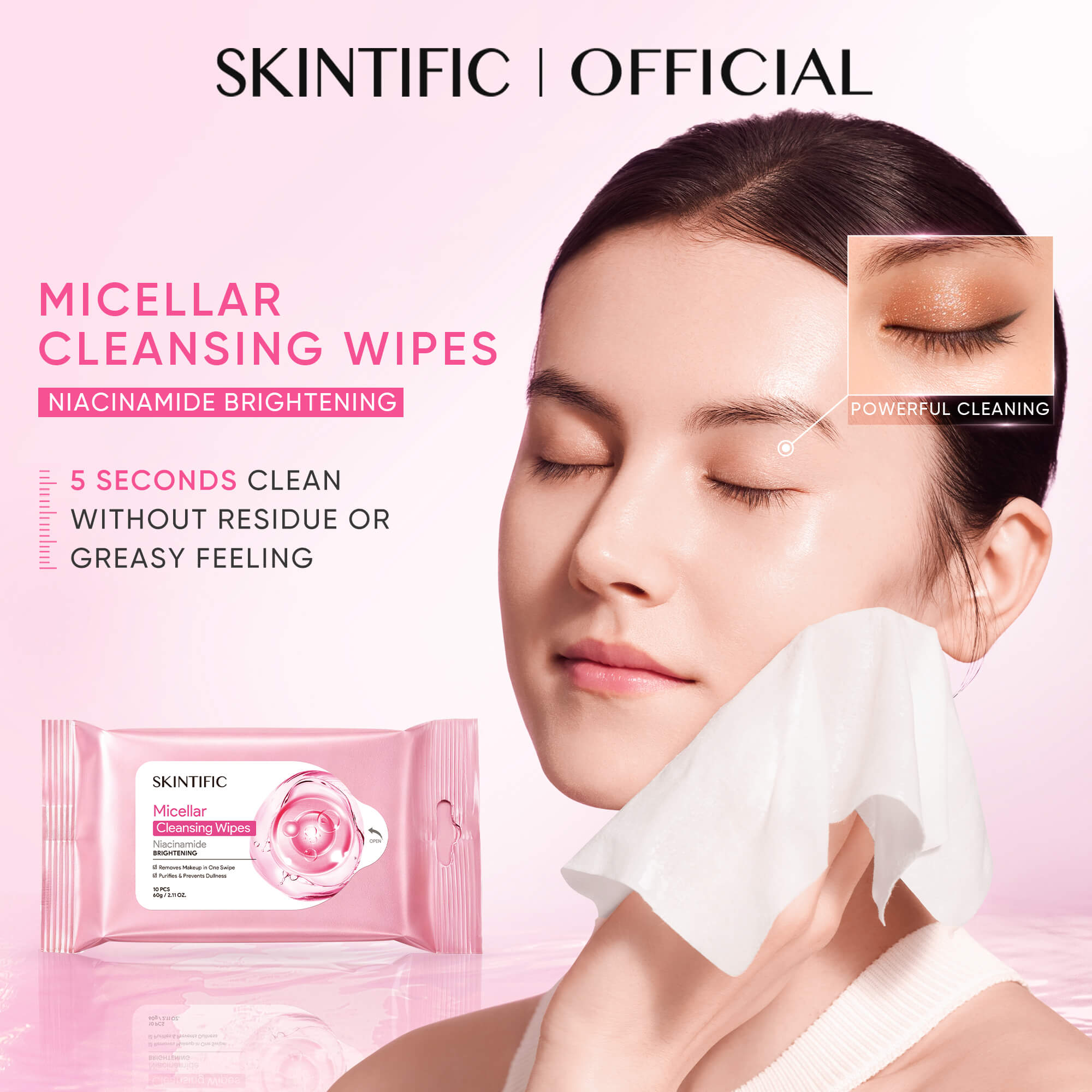 Lingettes nettoyantes éclaircissantes à la niacinamide