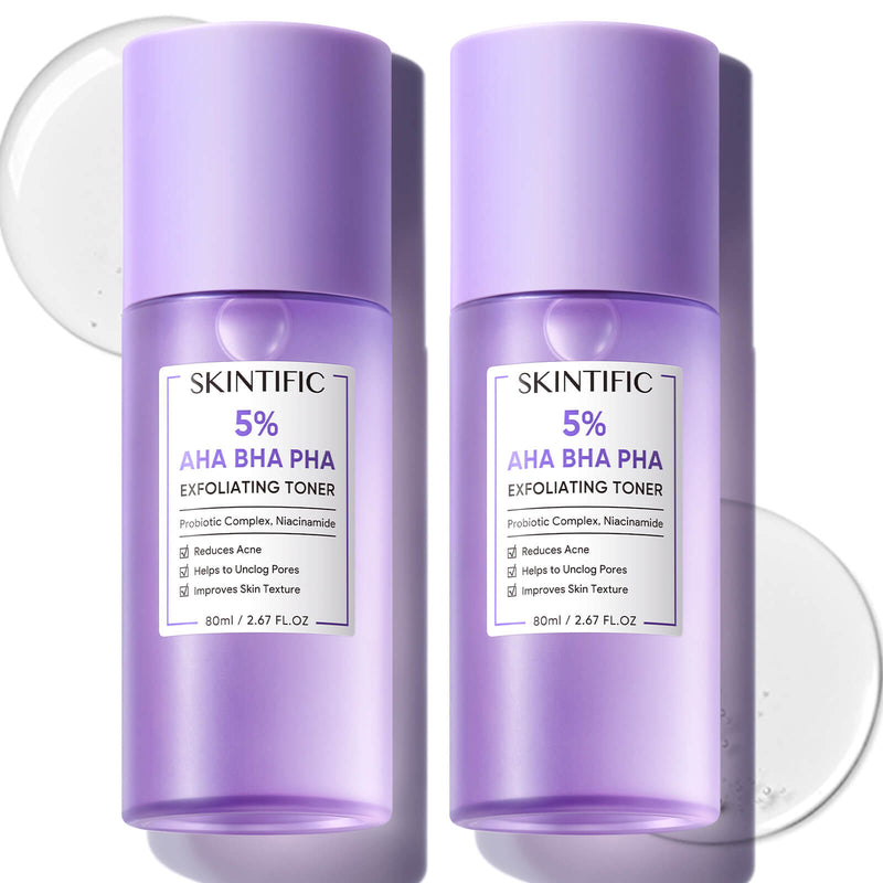 Tonique exfoliant 5% AHA BHA PHA pour l'acné et une peau éclatante
