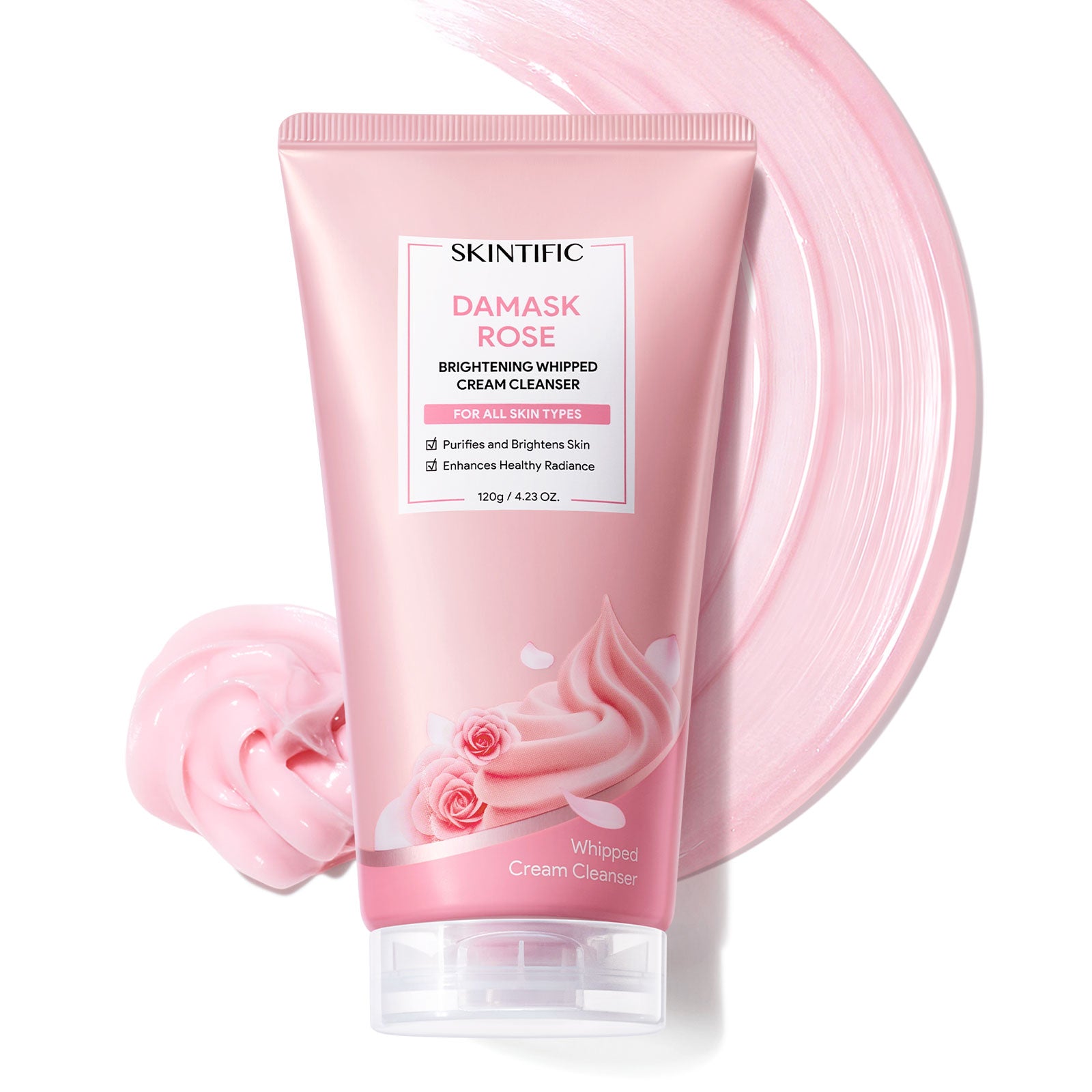 Nettoyant crème fouettée éclaircissant à la rose de Damas