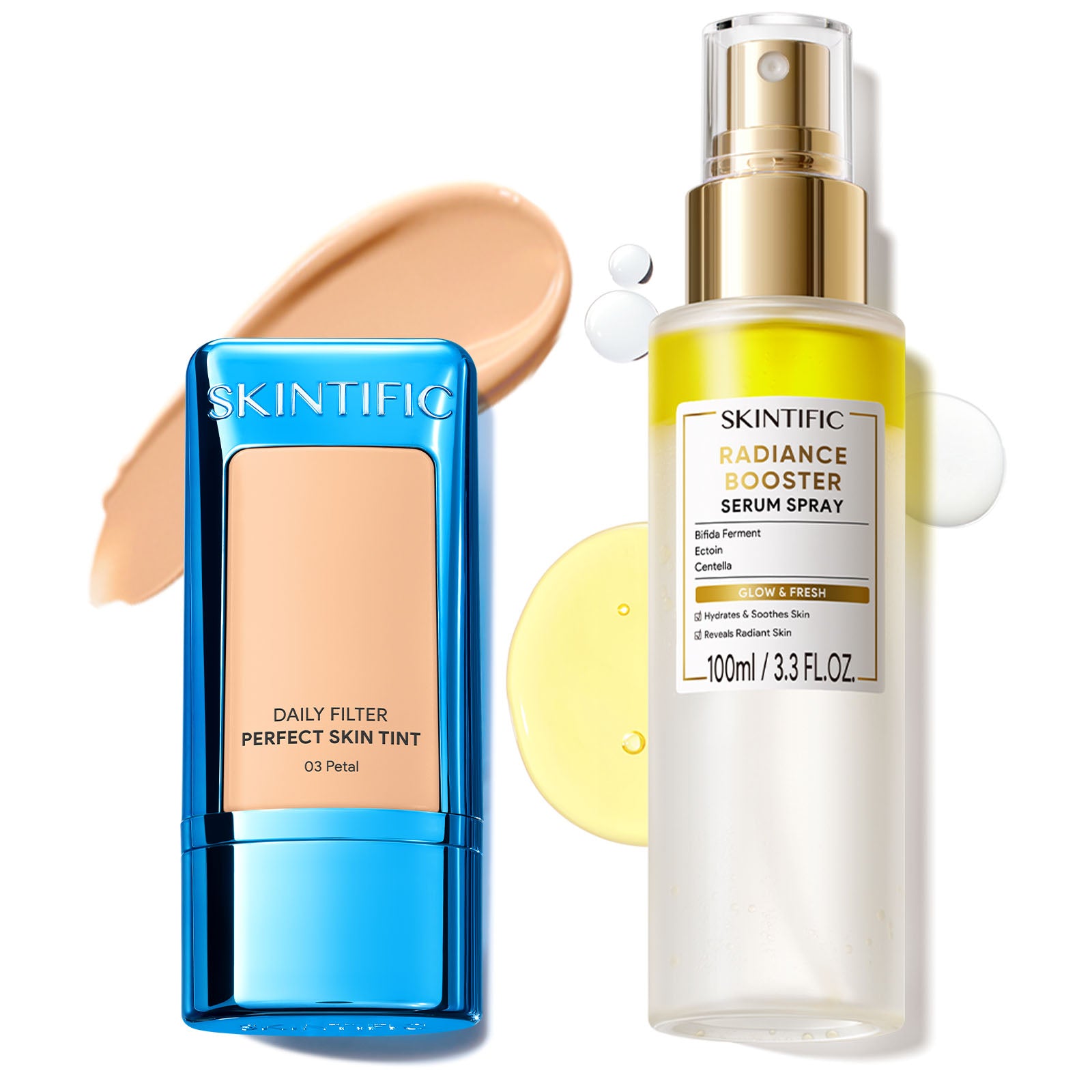Ensemble Teint de peau hydratant et Fixateur de maquillage éclat