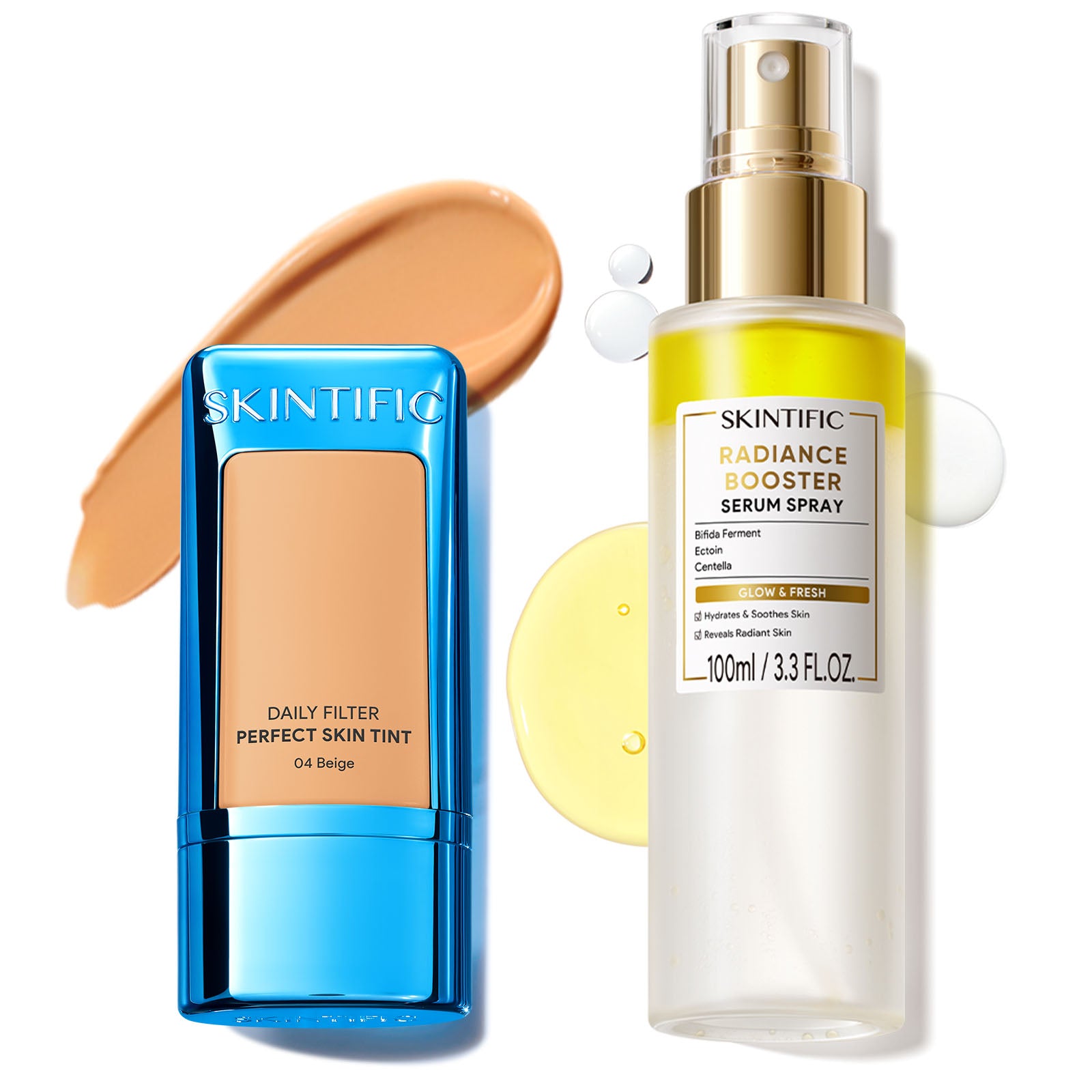 Ensemble Teint de peau hydratant et Fixateur de maquillage éclat