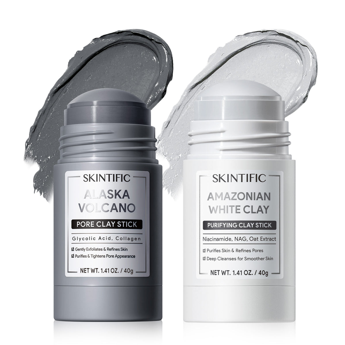 Ensemble Double Argile Nettoyant Points Noirs & Peau Lisse 2pces