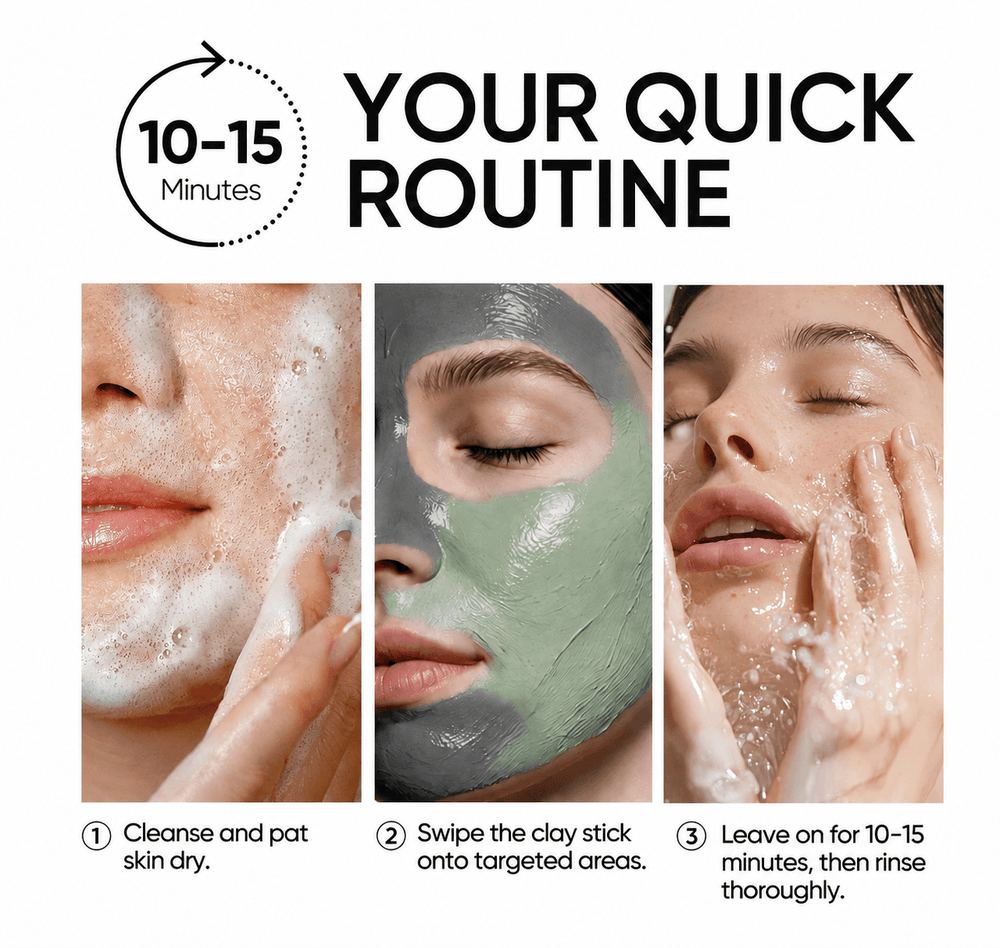 Ensemble de 3 masques en stick à l'argile pour un teint parfait