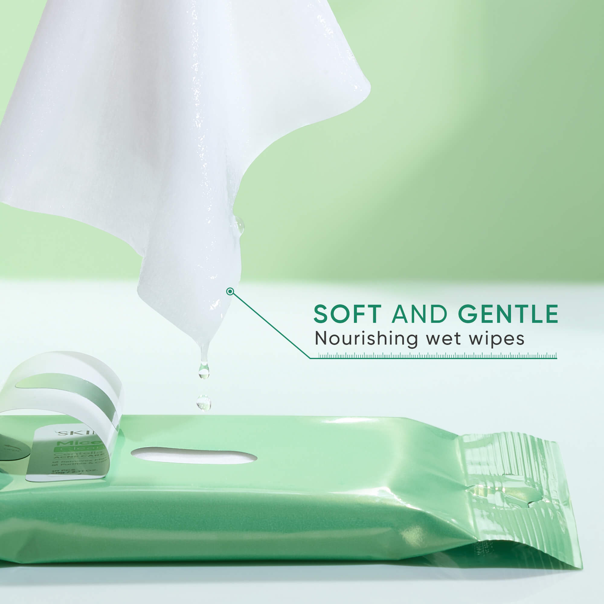Lingettes micellaires nettoyantes Centella Acné pour peaux à tendance acnéique