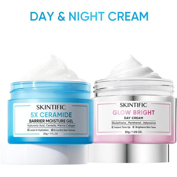 Duo crème jour et nuit - Crème de jour éclat lumineux et Gel hydratant réparateur barrière 5X céramides