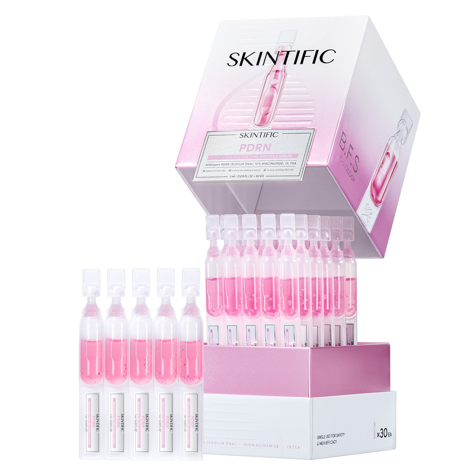 Sérum ampoule éclaircissant PDRN à usage unique, 30 pièces